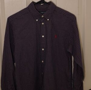 Ralph Lauren Men’s Purple Plaid Button-Down Shirt with Red Pony